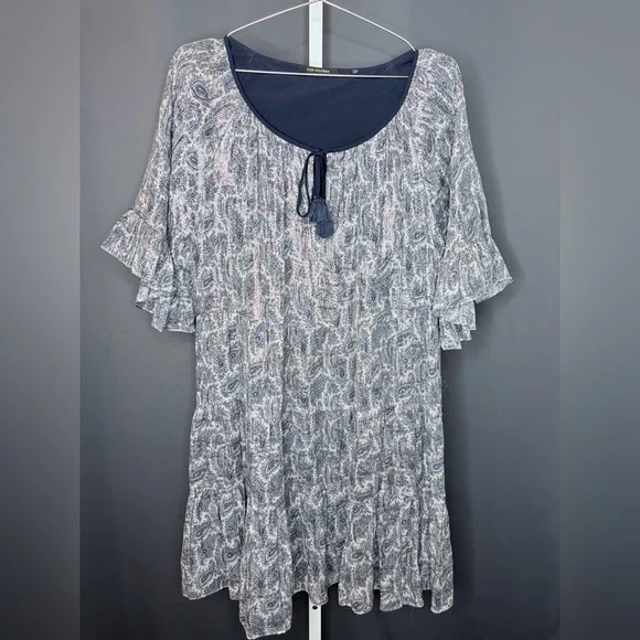 Kobi Halperin Silk Tent Dress Women's Paisley Ruffle Sleeve Top size large - Picture 2 of 13